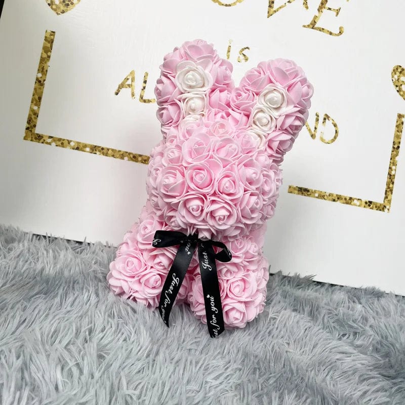 21 Colors Rose Rabbit 25Cm Artificial Flowers Rose Bunny with Box Mom Girlfriend Wedding Anniversary Birthday Valentine Day Gift