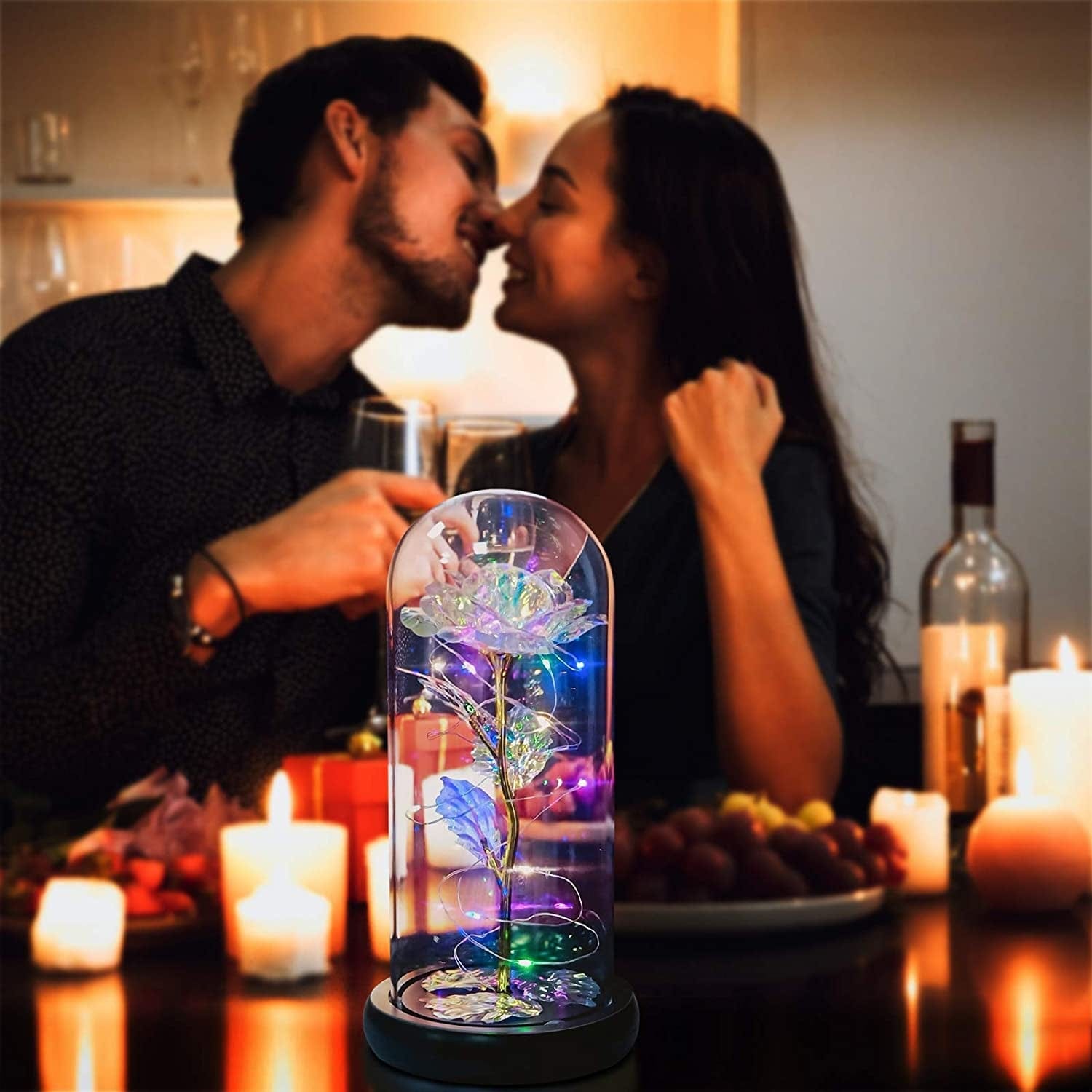 Galactic Rose in Glass Dome - Perfect Gift for Valentine's Day