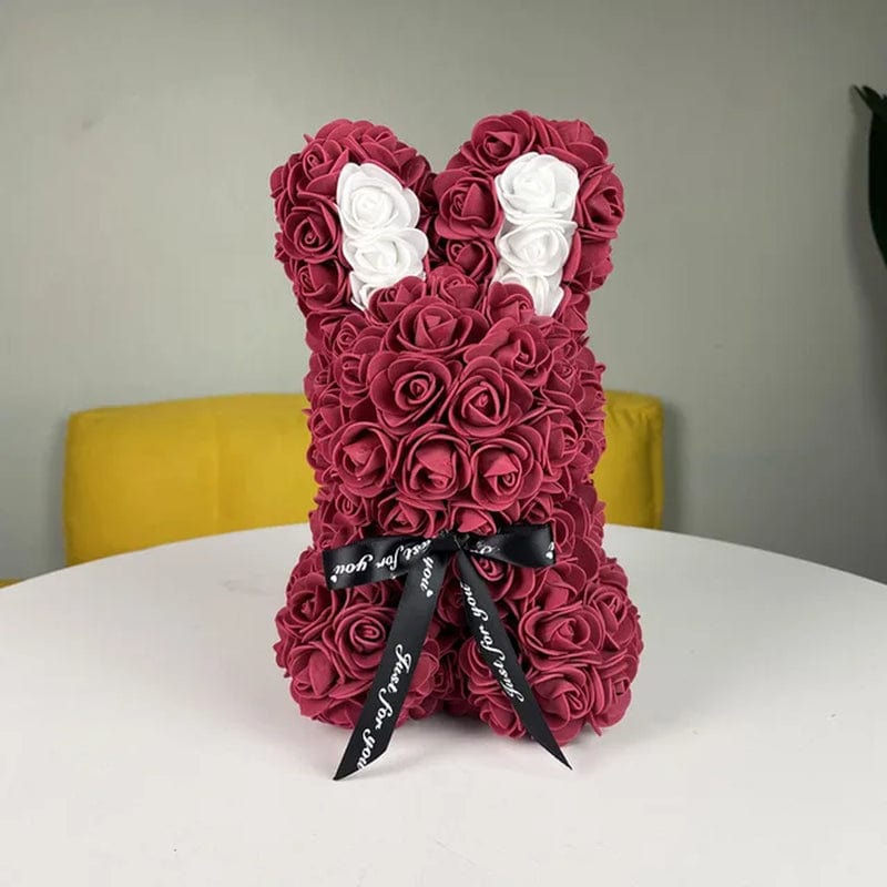 21 Colors Rose Rabbit 25Cm Artificial Flowers Rose Bunny with Box Mom Girlfriend Wedding Anniversary Birthday Valentine Day Gift